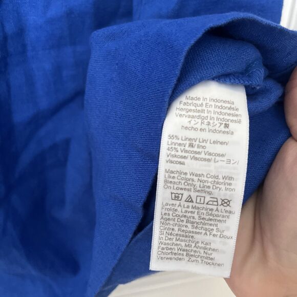 J.Crew Linen Blend Shift Dress 8 Cobalt Blue Sleeveless Coastal Lagenlook Preppy - Picture 3 of 7